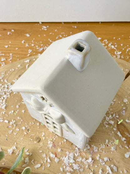 Light Up Natural Bow Ceramic House - 2 Sizes