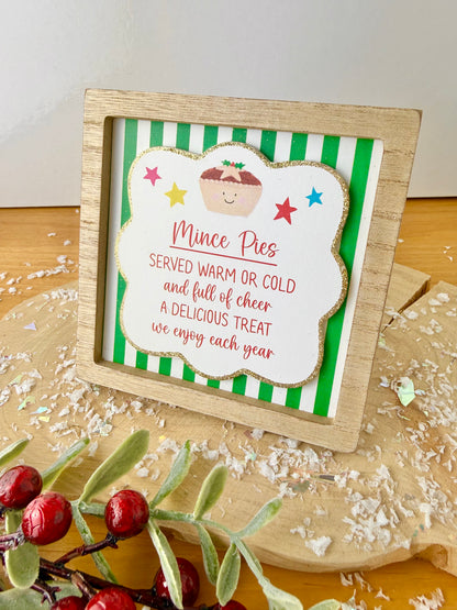 Festive Fun green & white novelty wooden easel signs