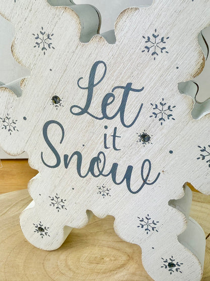 Wooden Snowflakes with LED Lights