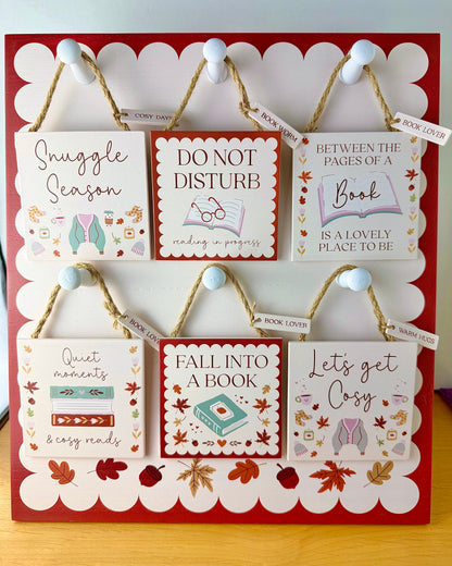 Cosy Chapters Wooden signs with book tag