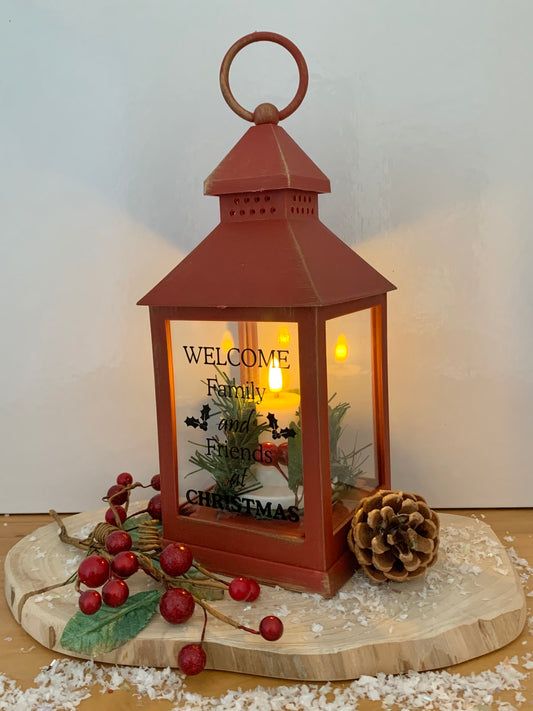 Christmas LED Flame Red Message Lantern