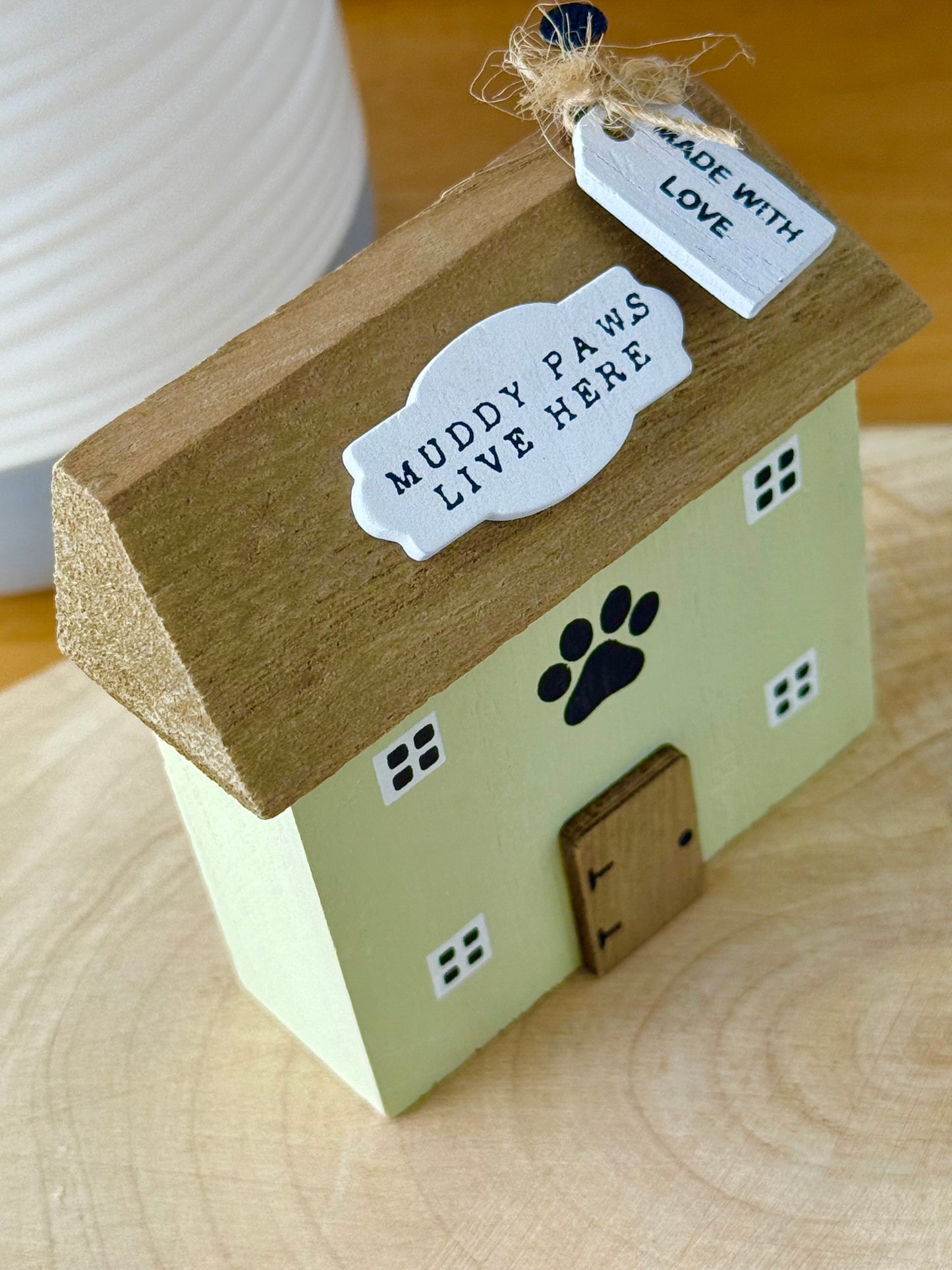 Muddy Paws Green wooden house