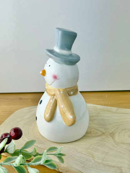 Snowman Wearing a Grey Top Hat
