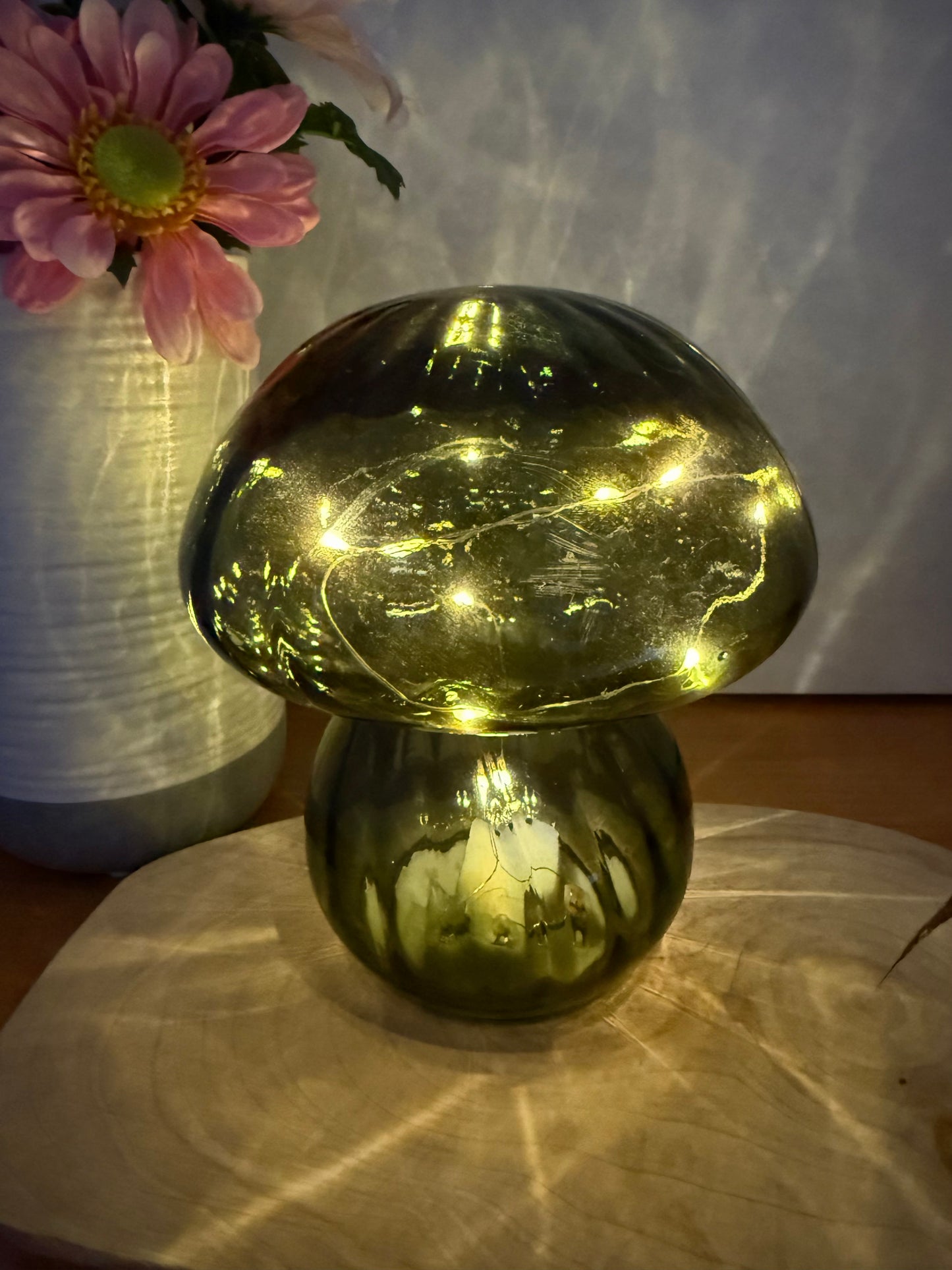 Glass Light up Mushroom - Green