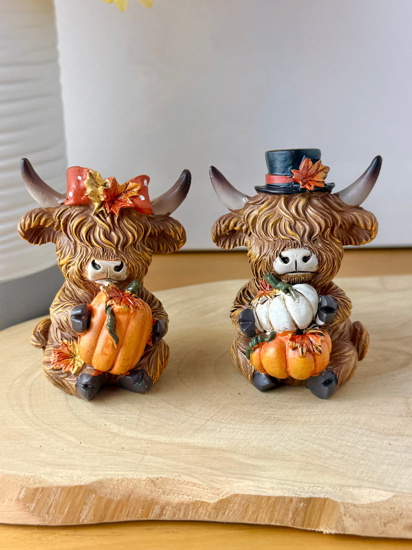 Highland Mini Cows - Pair of Autumn or Halloween Cows