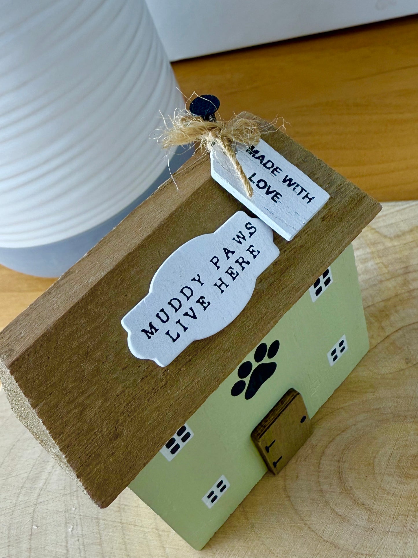 Muddy Paws Green wooden house