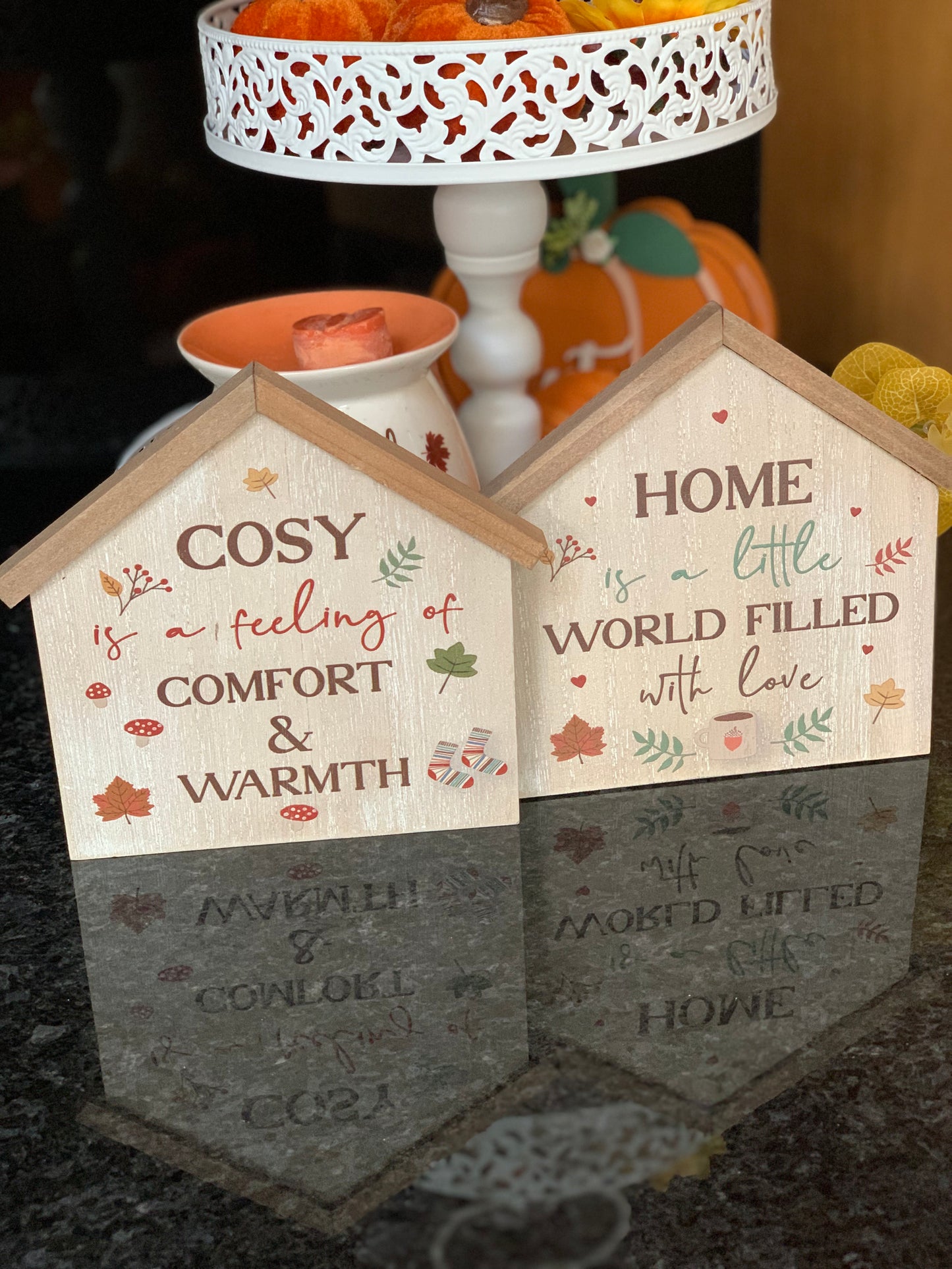 Cosy Fall House Block Sign
