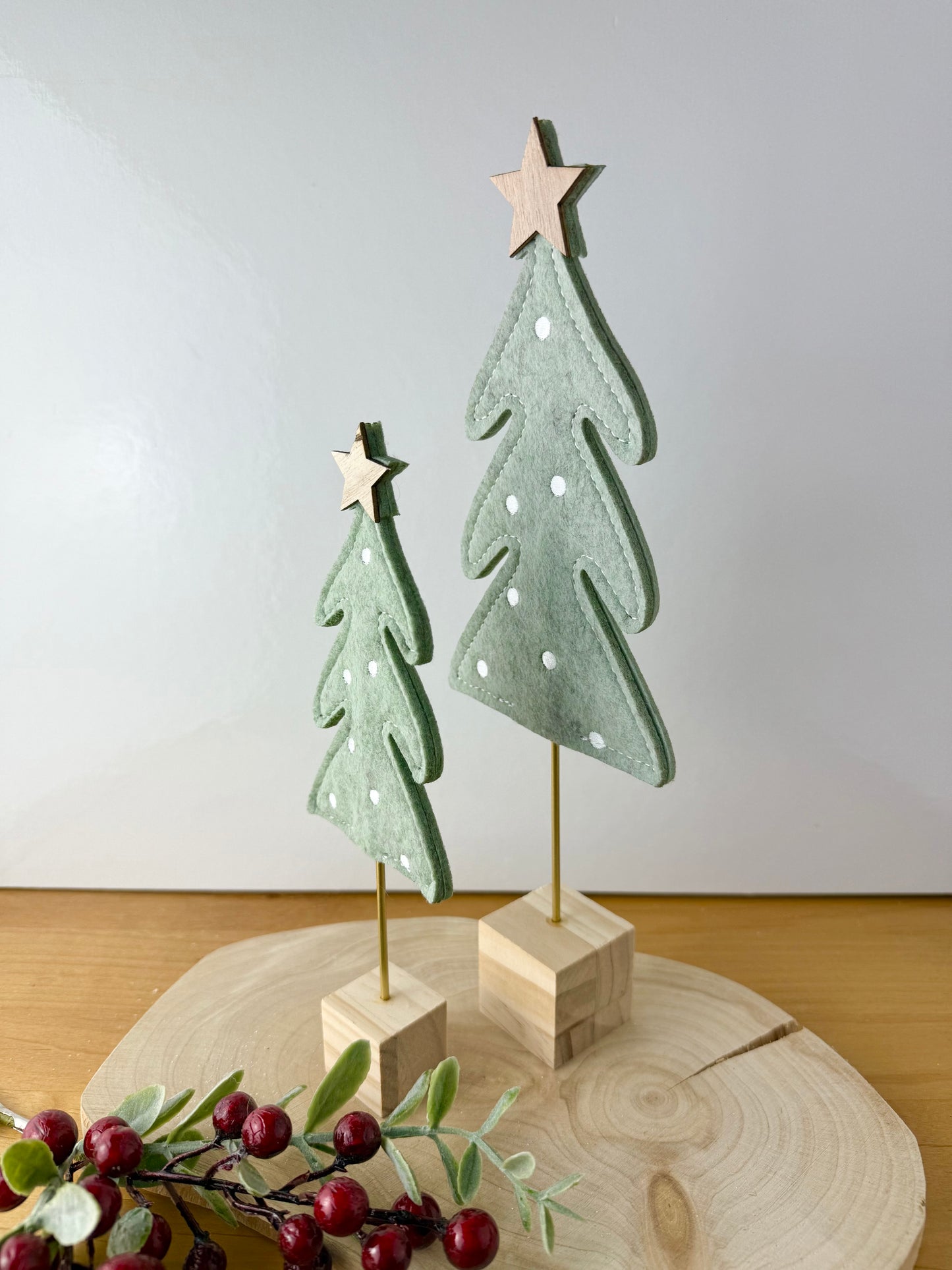 Felt Christmas Trees - Light Green Pair