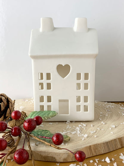 White ceramic House Tealight Holder