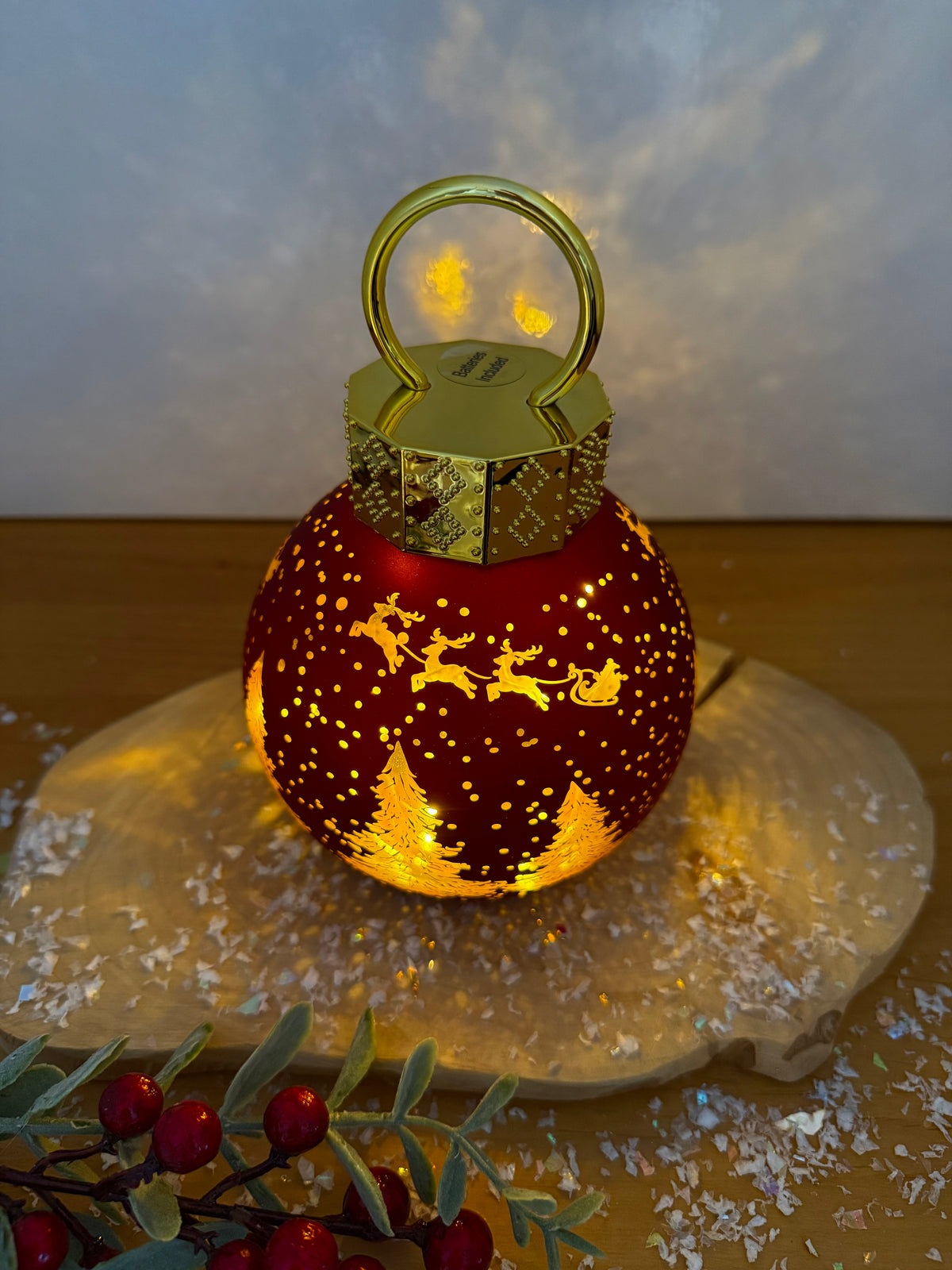 Christmas Light up Bauble - Red