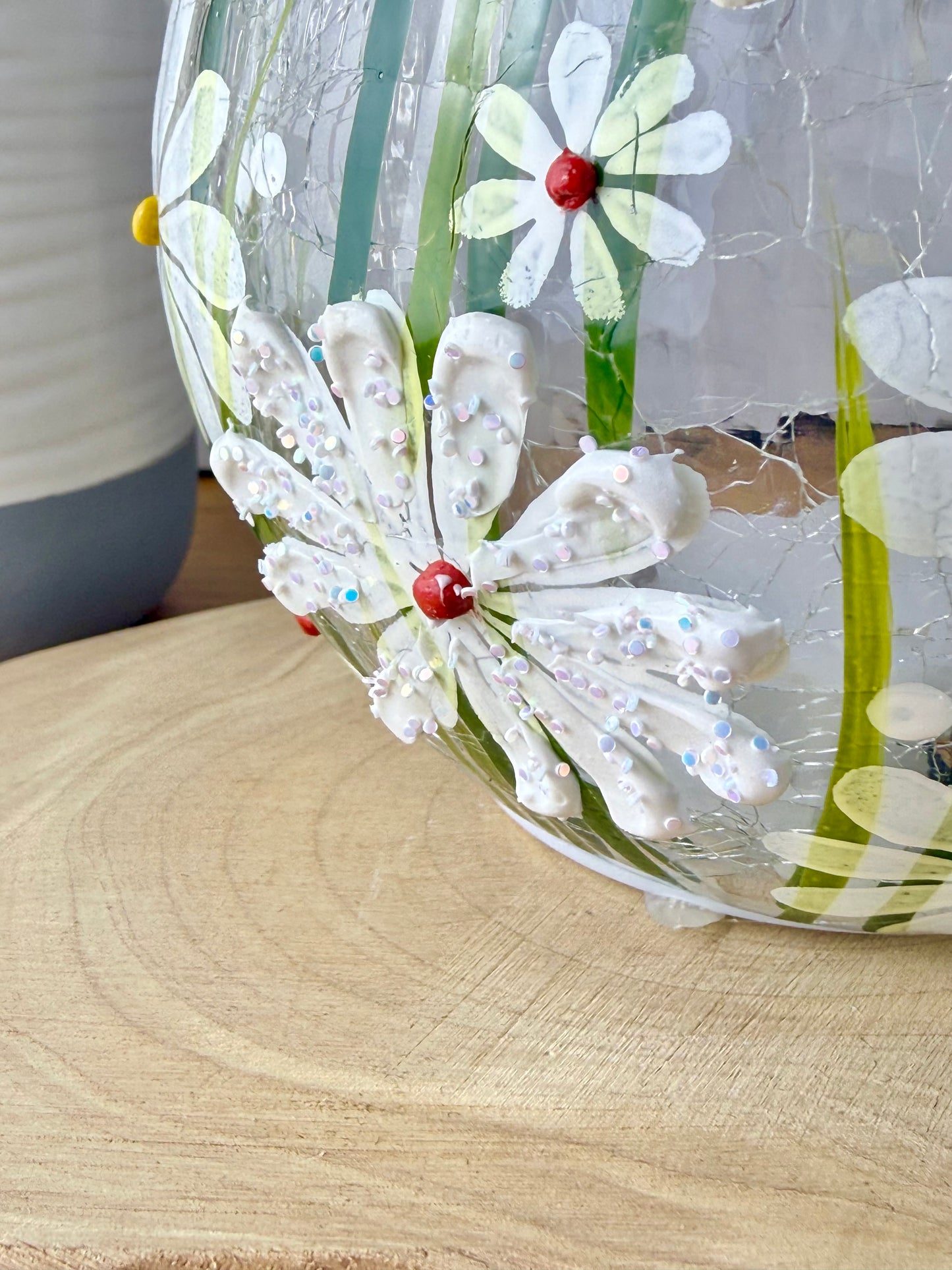 Blossom and Bloom hand painted Dragonfly glass teardrop with LED lights