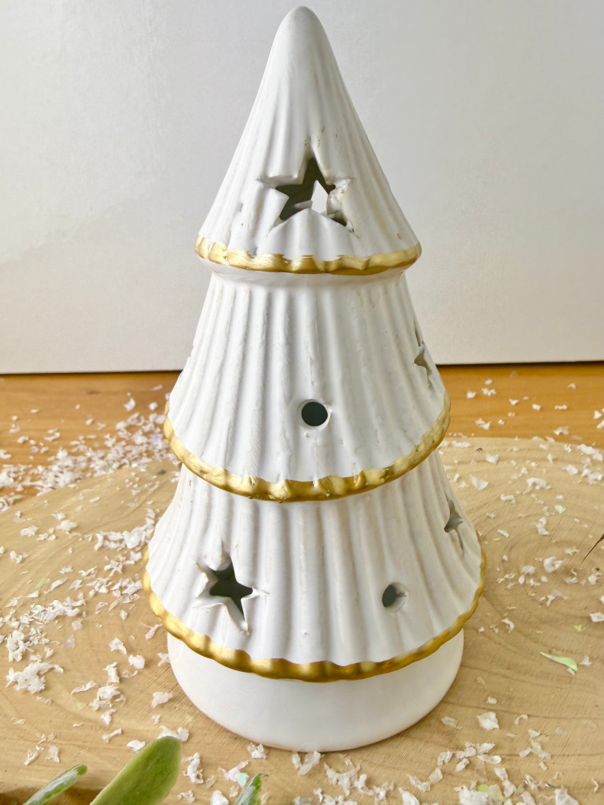 White & Gold Light Up Christmas Tree