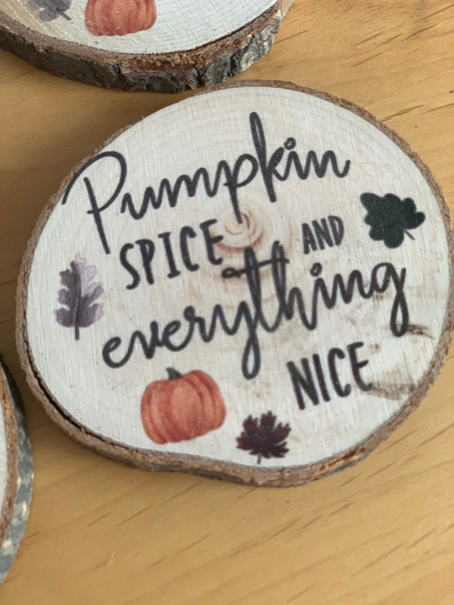 Set of 4 log slice Autumn coasters