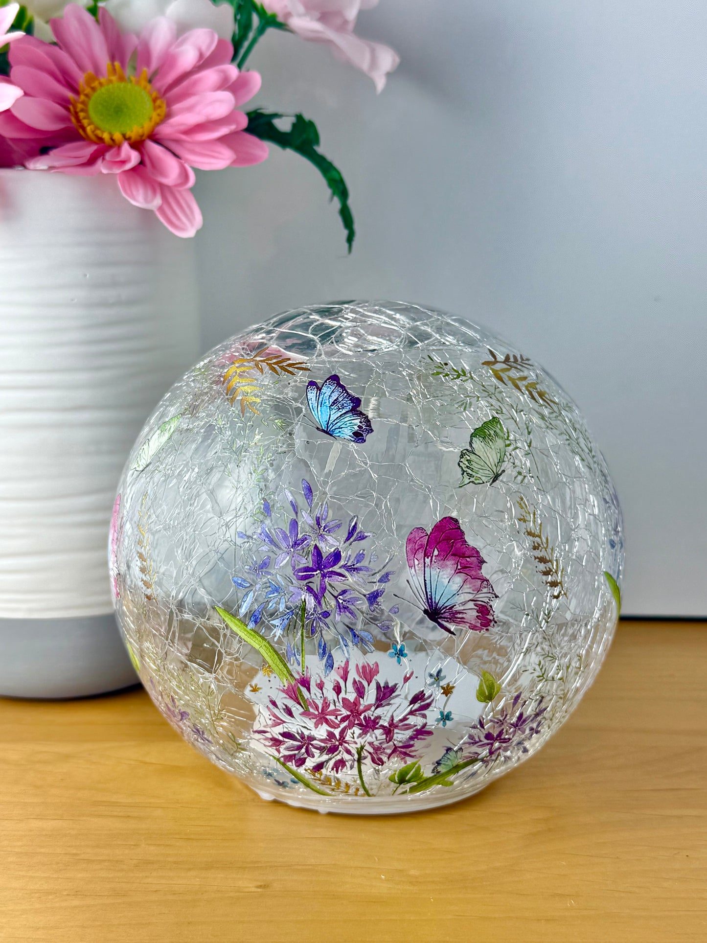 Floral Butterfly Light up Glass Ball