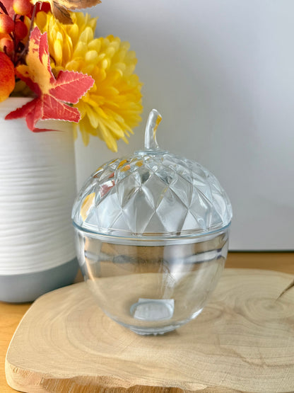 Autumnal Glass Acorn Jar with lid