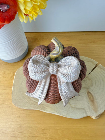 Rattan style Autumn Pumpkin with bow