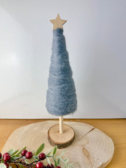 Felt Christmas Trees - Pair of Grey & Silver Trees