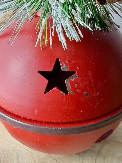 Rustic Metal Red Christmas Bell