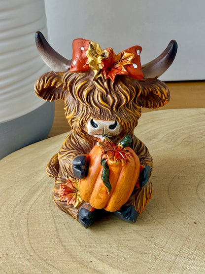 Highland Mini Cows - Pair of Autumn or Halloween Cows