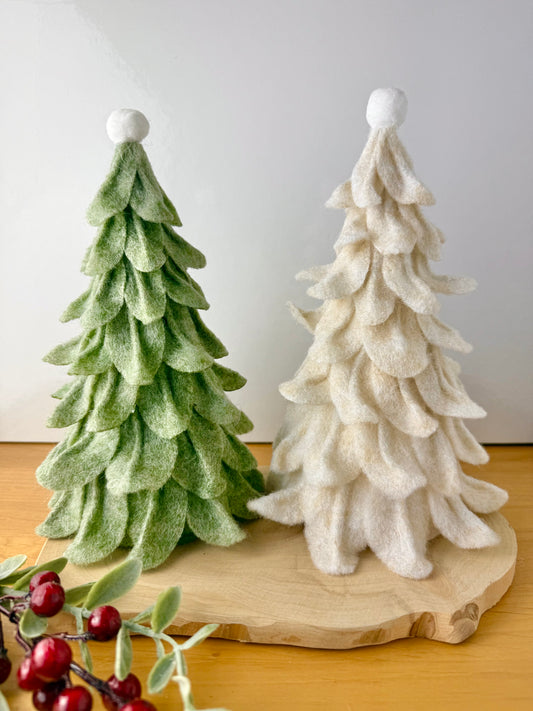 Felt Christmas Trees with pom poms - 2 colours