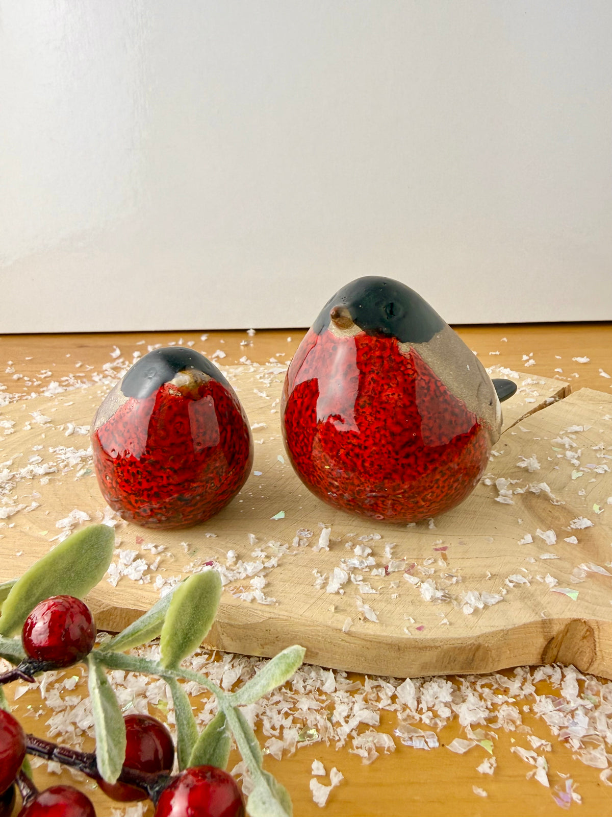 Pair of Robins with bright red chest