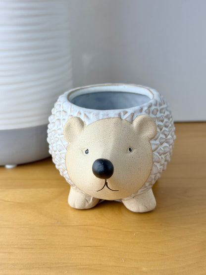 Natural Stoneware Hedgehog Planter