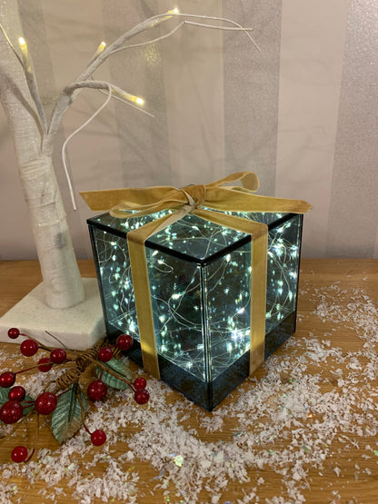 Christmas Acrylic Parcel with LED lights - Gold