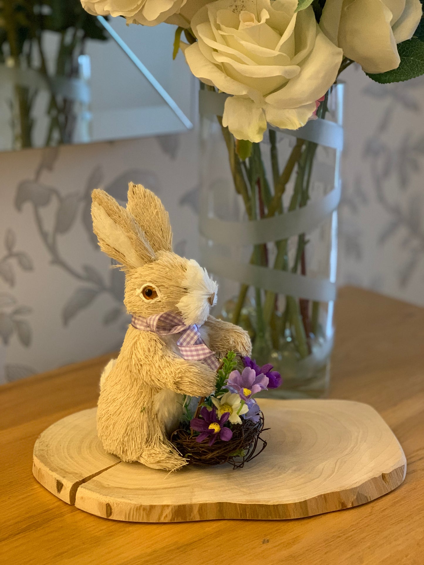 Rattan Rabbit with flower basket