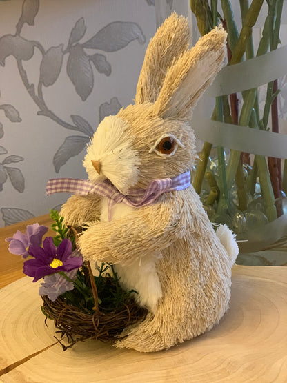 Rattan Rabbit with flower basket