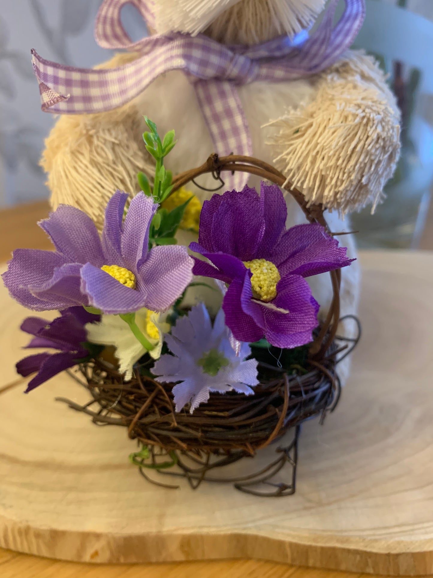 Rattan Rabbit with flower basket