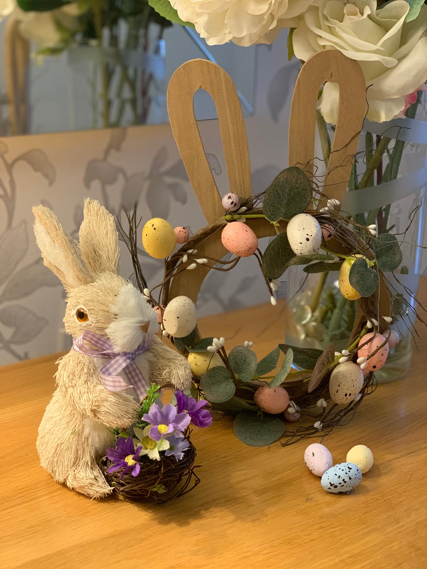 Rattan Rabbit with flower basket