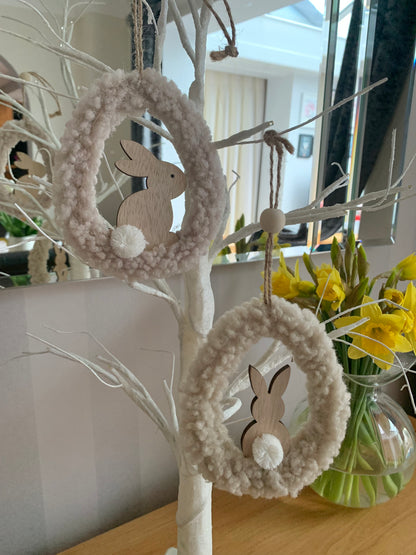 Hanging wooden bunnies