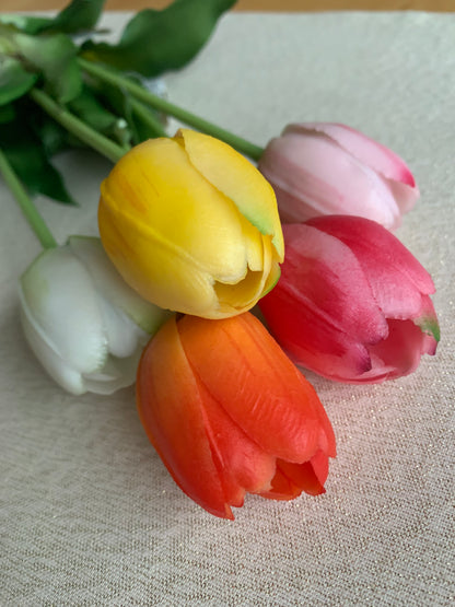 Set of 5 Artificial Tulips in assorted colours