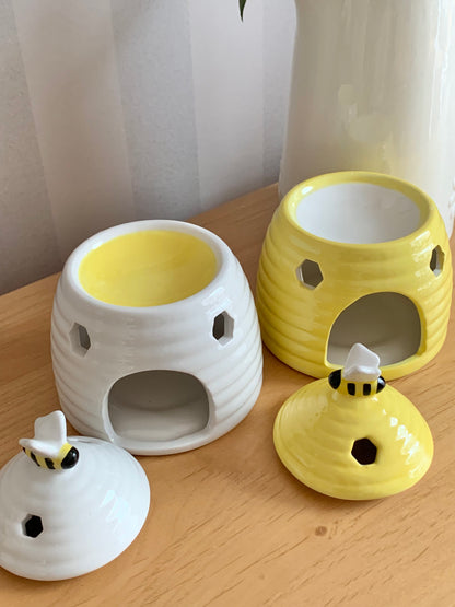 Bee Happy Ceramic Wax Burner - White