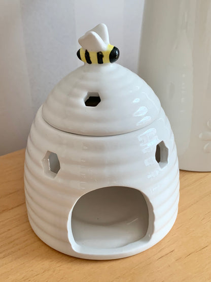 Bee Happy Ceramic Wax Burner - White