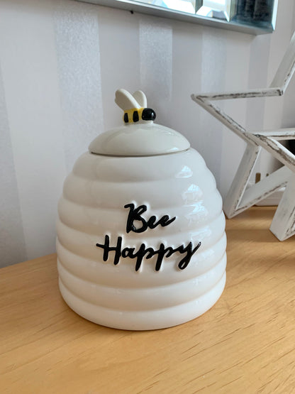 Bee Happy Ceramic Storage Jar