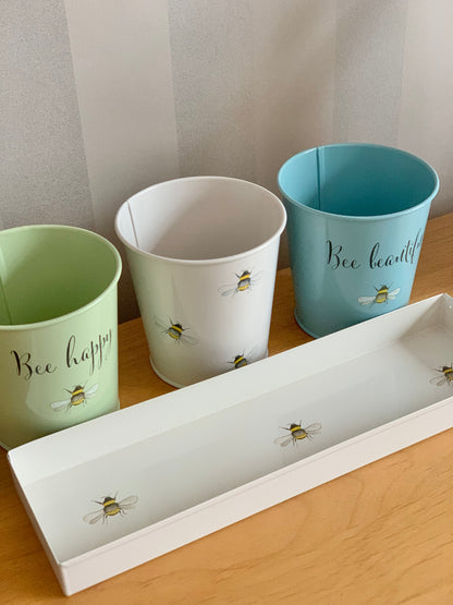 Bee Happy Set of 3 Pots & Tray