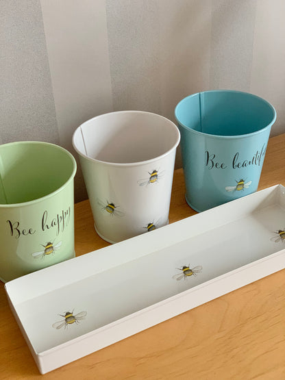 Bee Happy Set of 3 Pots & Tray