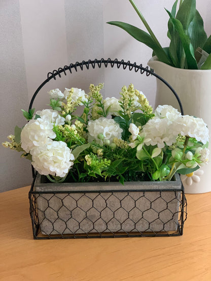 White Rhododendron Basket