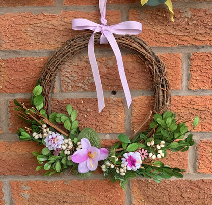 Purple Floral and Greenery Spring Wreath