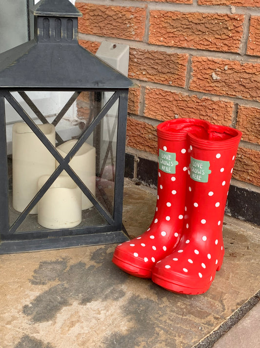Red Welly Boot Planter