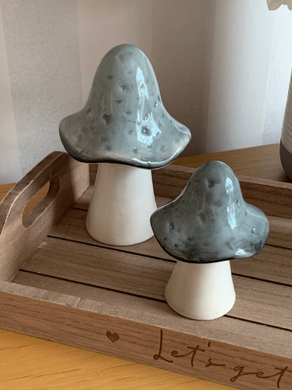 Grey Ceramic Glazed Mushroom