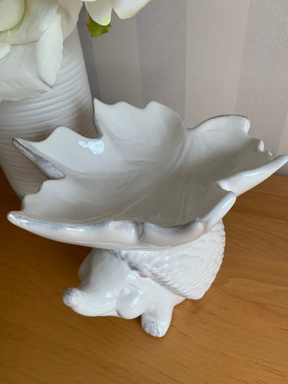 Ceramic Leaf on Hedgehog Dish