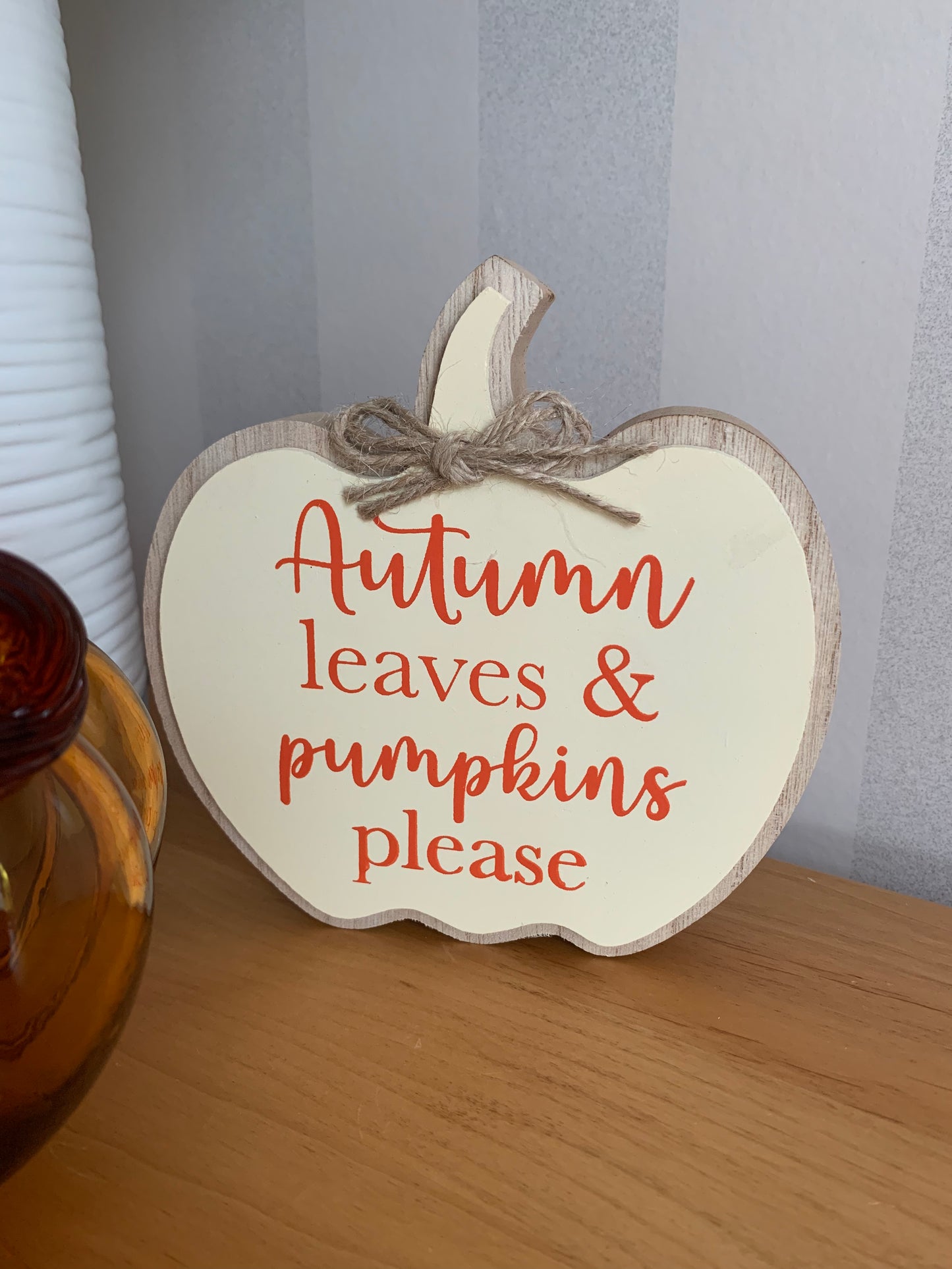 Autumn Leaves Pumpkin Block Sign