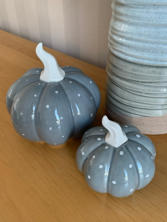 Grey & White polka dot pumpkin set