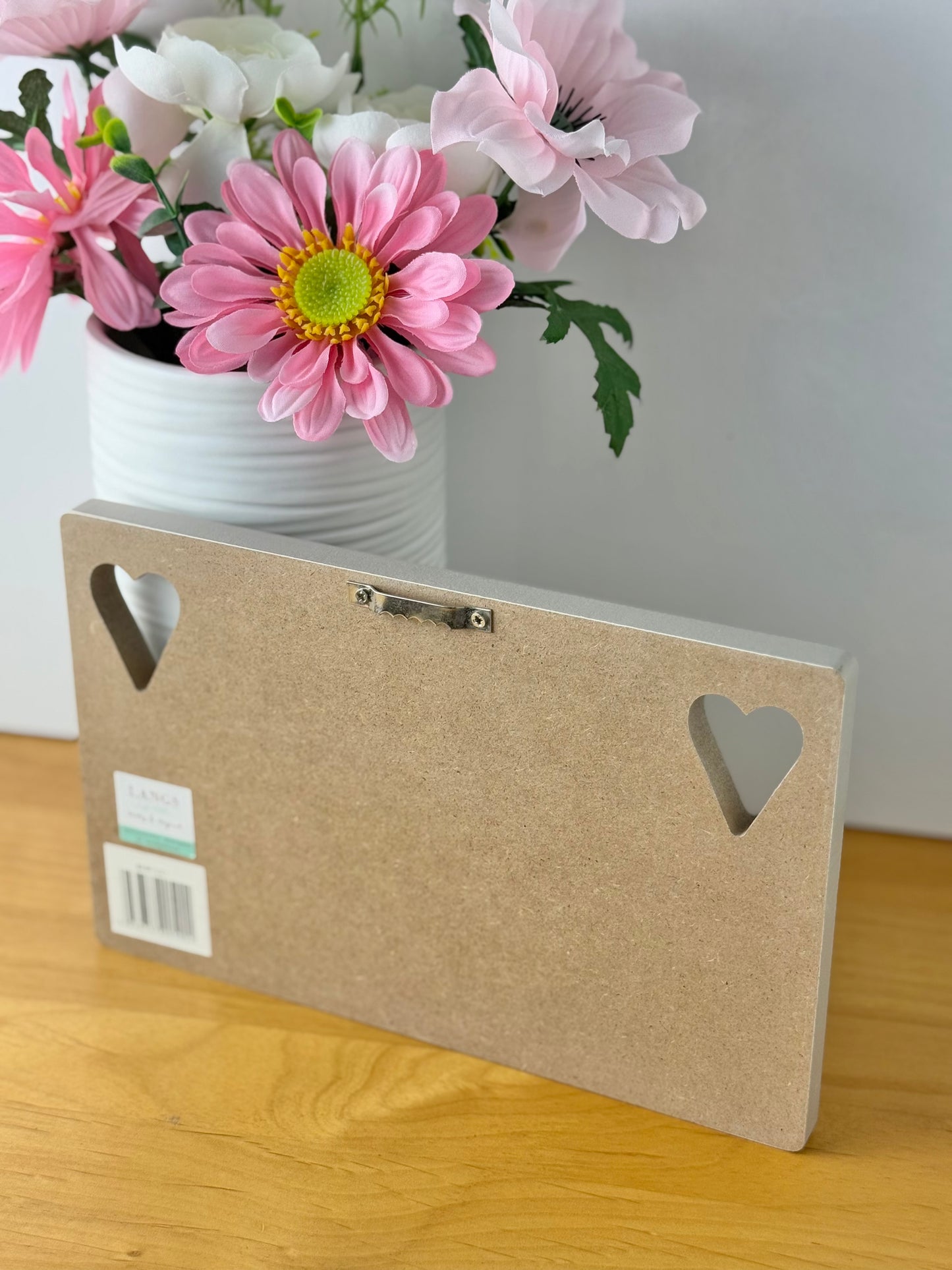 Cosy Home Sign - grey wood with cut out hearts