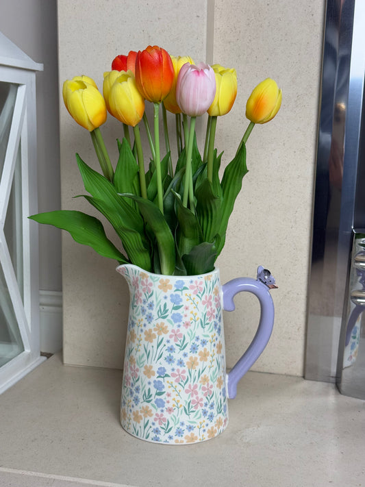 Ditsy Floral Flower Jug with butterfly detail