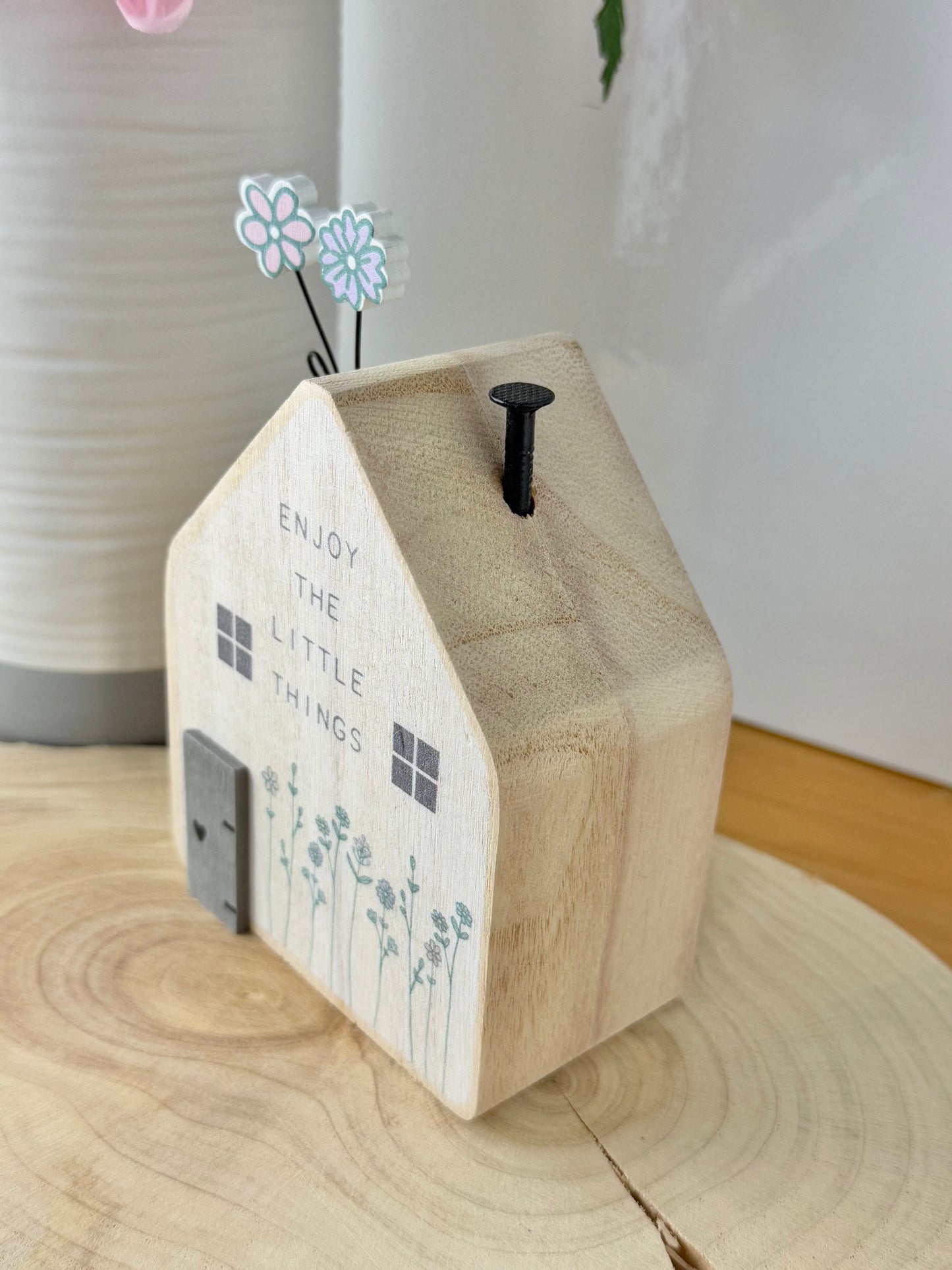 Wooden house block - Enjoy the Little Things