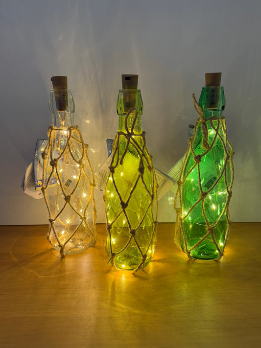 Netted LED Glass Bottles - assorted colours