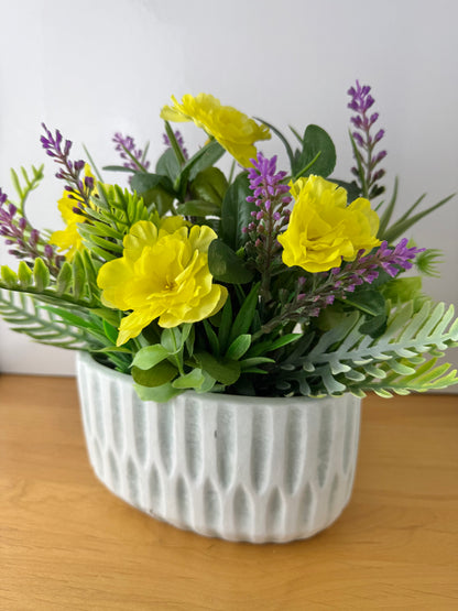 Yellow Forever Flower & foiliage display within plant pot